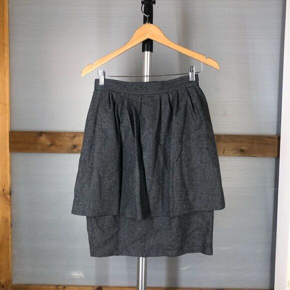 RARE! ANNE MARIE BERETTA Grey Vintage Wool Tiered Pencil Skirt Sz 38 French US 6 - Picture 2 of 6